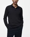 Mango Slim Fit Long Sleeve Wool Blend Polo In Dark Navy