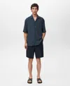 Mango Men's Striped Embroidered Shirt In Blue