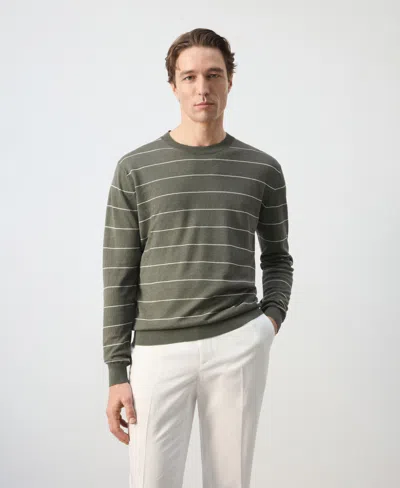 Mango Men's Striped Fine-knit Linen-blend Sweater In Red