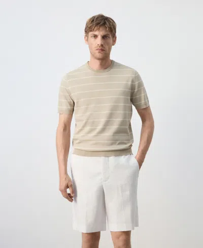 Mango Slim Fit Knit Striped T-shirt In Neutral