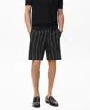 Mango Stripe Linen Bermuda Shorts In Gray
