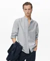 Mango Mandarin Collar Linen & Cotton Button-up Shirt In Gray