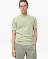 Mango Openwork Stripe Cotton Top In Green