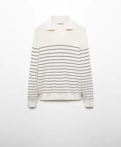 Mango Men's Striped Polo-style Sweater In Off White