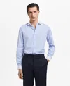 Mango Slim Fit Structured Cotton Button-up Shirt In Blue