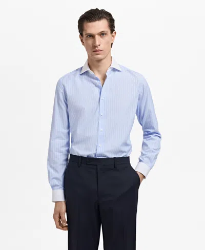 Mango Slim Fit Stripe Cotton Button-up Shirt In Blue