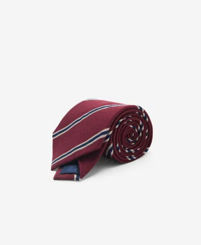 Mango Men's Striped Silk-blend Tie In Burgundy