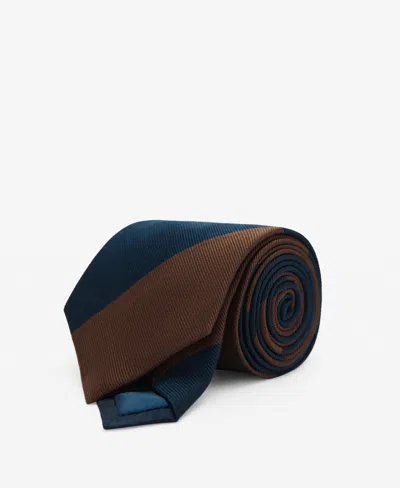 Mango Men's Striped Silk Tie In Brown