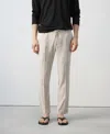Mango Pinstripe Linen Mix Straight Leg Pants With Elastic Waist In Neutral