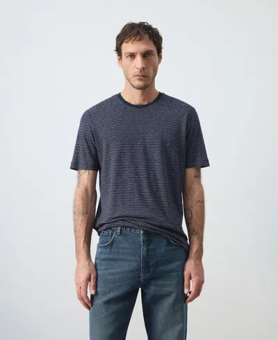 Mango Men's Striped Slim-fit Linen T-shirt In Blue