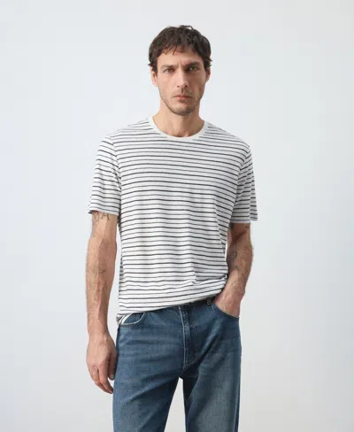 Mango Men's Striped Slim-fit Linen T-shirt In White