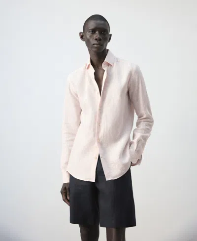 Mango Men's Striped Slim-fit Shirt In Pink