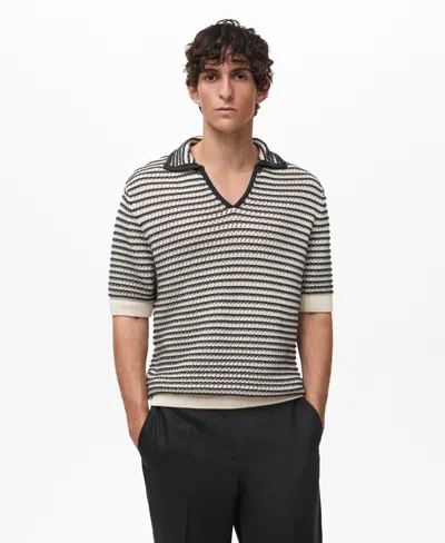 Mango Stripe Open Stitch Cotton Polo In Multi