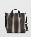 Mango Men's Striped Tote Bag In Brown