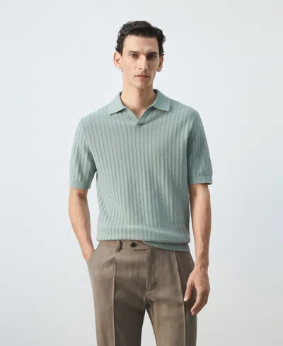 Mango Men's Structured Cotton Knit Polo Shirt In Emerald Green