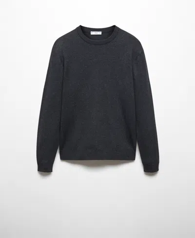 Mango Men's Structured Cotton Sweater In Dark Heather Grey