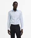 Mango Slim Fit Stripe Button-up Shirt With Contrast Collar In Sky Blue