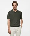 Mango Structured Polo Shirt In Forest Green