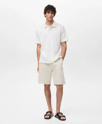 Mango Men's Structured Knitted Polo Shirt In White