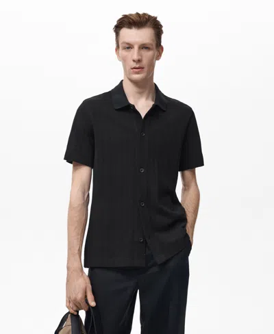 Mango Men's Structured Knitted Shirt In Black