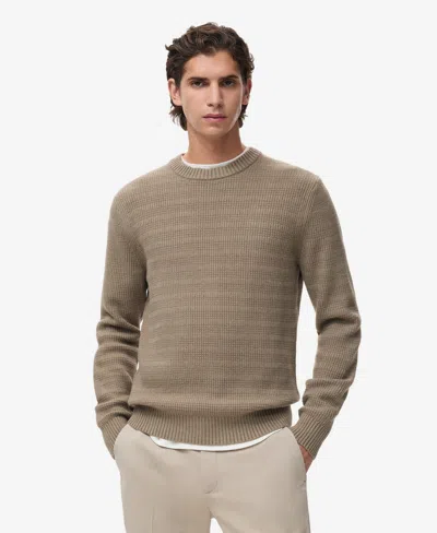 Mango Men's Structured Knitted Sweater In Medium Brown