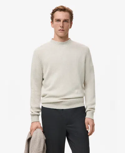 Mango Men's Structured Wool-blend Knitted Sweater In Neutral