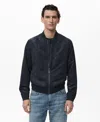 Mango Faux Suede Bomber Jacket In Blue