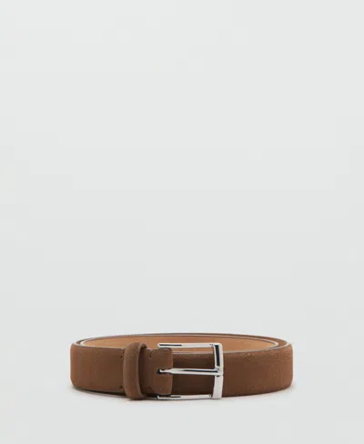 Mango Suede Belt In Metallic