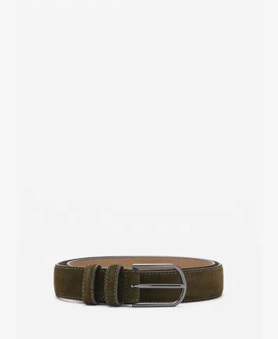 Mango Men's Suede Leather Belt In Green