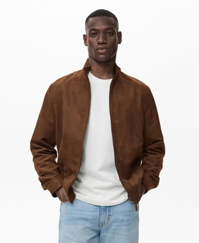 Mango Faux Suede Jacket In Brown