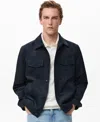 Mango Faux Suede Shirt Jacket In Blue