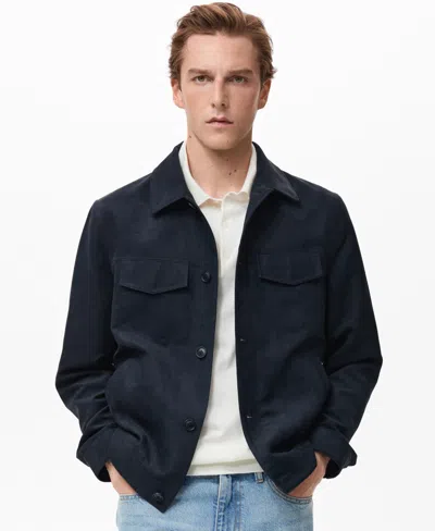 Mango Men's Suede Leather-effect Overshirt In Blue