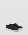 Mango Suede Boat Shoe In Dark Navy