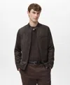 Mango Suede-effect Biker Jacket Brown In Brown