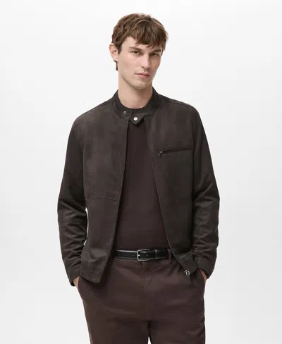 MANGO MEN'S SUEDE-EFFECT BIKER JACKET