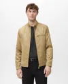 Mango Suede-effect Biker Jacket In Brown