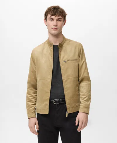 MANGO MEN'S SUEDE-EFFECT BIKER JACKET