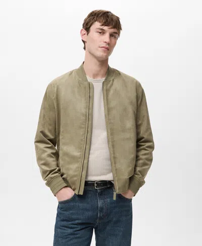 MANGO MEN'S SUEDE-EFFECT BOMBER JACKET