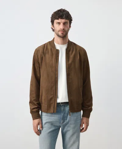 MANGO MEN'S SUEDE-EFFECT BOMBER JACKET