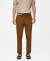 Mango Stretch Slim Fit Pants In Burnt Orange