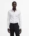 Mango Slim Fit Cotton Herringbone Suit Button-up Shirt In White
