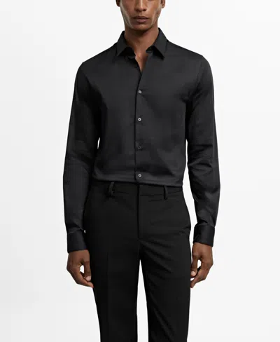 Mango Men's Super Slim-fit Poplin Dress Shirt In Black