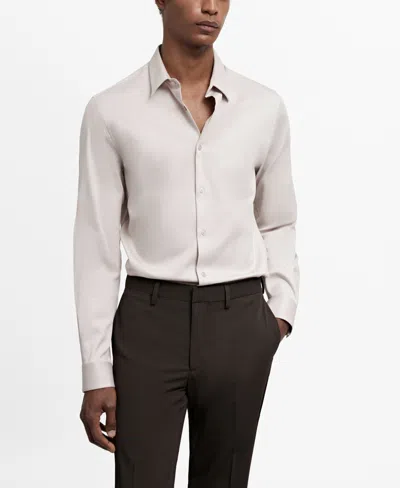 Mango Men's Super Slim-fit Poplin Dress Shirt In Light,pastel Gray