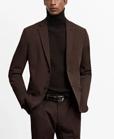 Mango Men's Super Slim-fit Stretch Fabric Suit Blazer In Brown