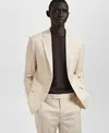 Mango Milan Slim Fit Linen Blazer In Ecru