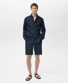Mango Men's Tailored Linen Shorts In Dark Navy