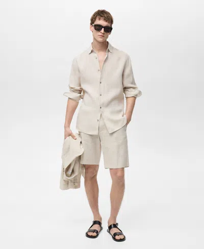 Mango Men's Tailored Linen Shorts In Ecru