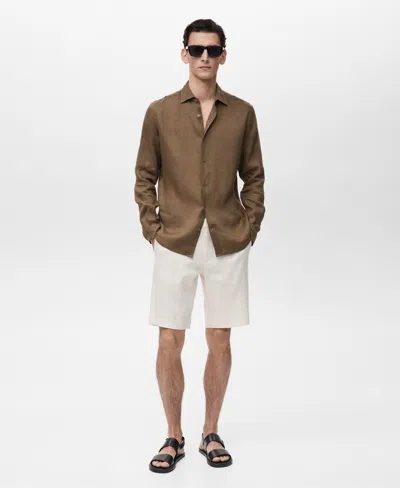 Mango Men's Tailored Linen Shorts In Off White