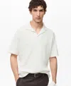 Mango Relaxed Fit Textured Cotton Polo In White