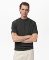 Mango Men's Textured Cotton T-shirt In Gray